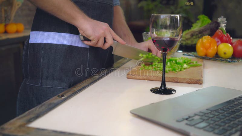 Guy cooking healthy food closeup stock image Guy cooking healthy food closeup stock image