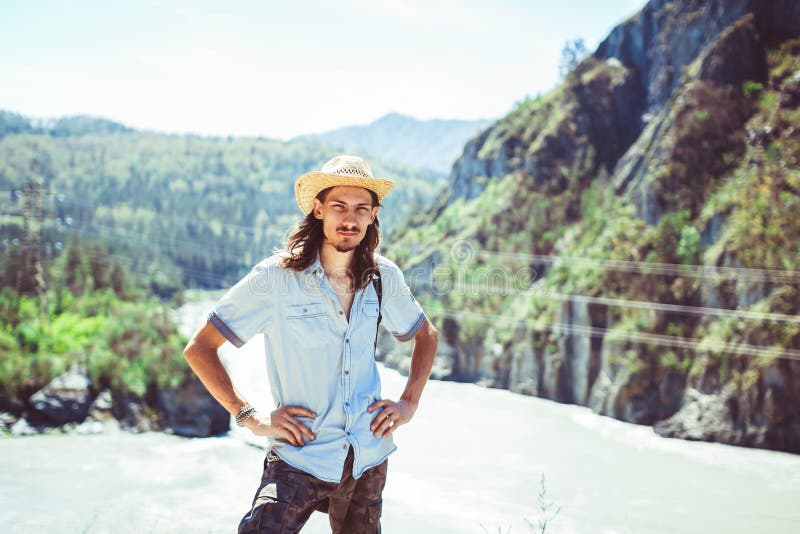 The guy in the cowboy hat stock image