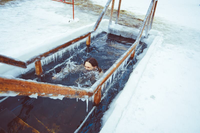 Swimming in the hole stock photos
