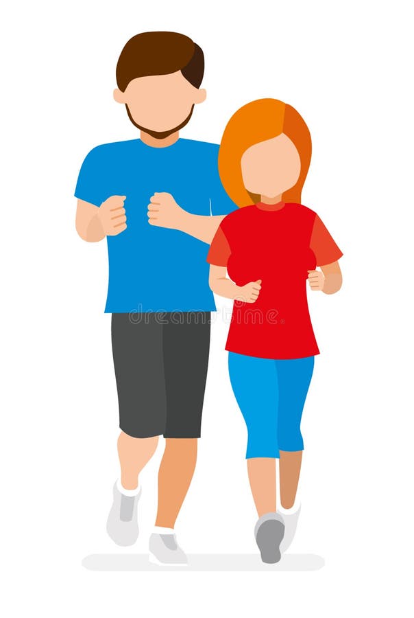 The Guy with the Girl Running. Young Athletes Stock Vector ...