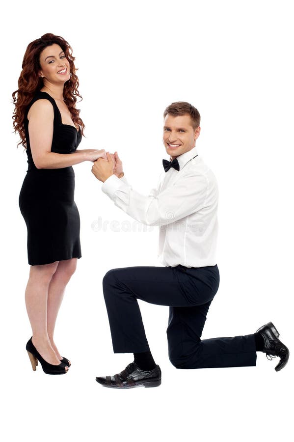 Guy on His Knees Proposing Girl To Marry Stock Image Image of knees