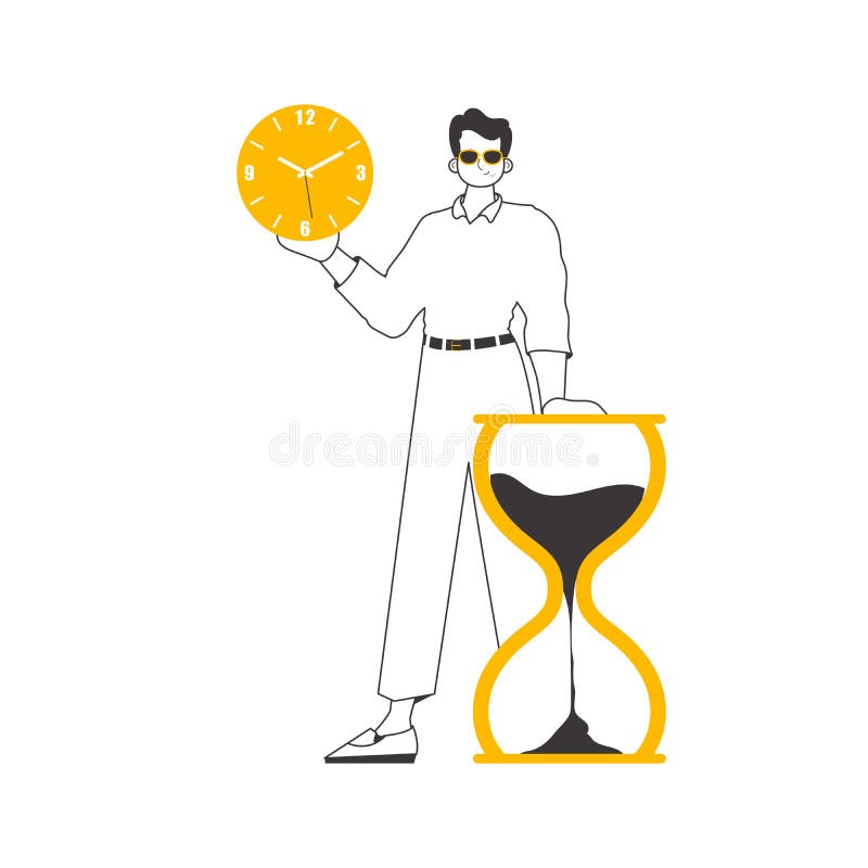 The Guy is Holding a Watch. Time Management Concept. Minimalistic ...