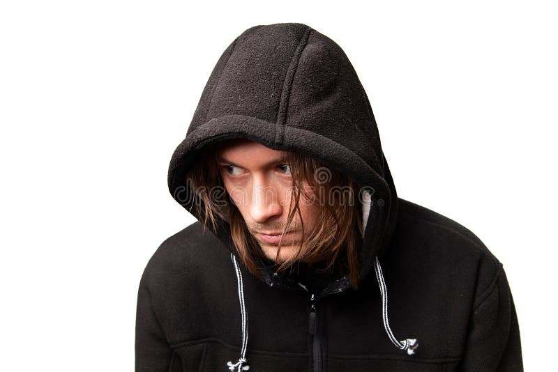 Guy in a hood stock image. Image of head, security, black 16560137