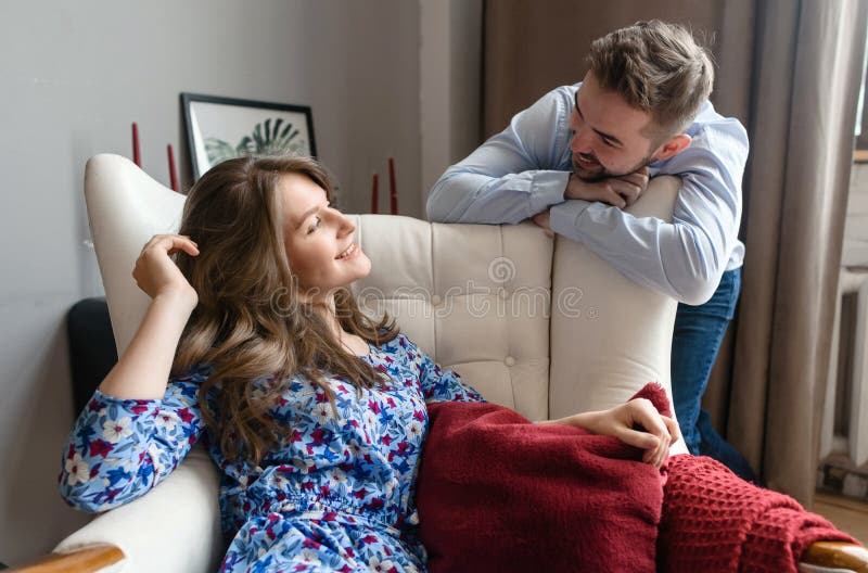 The boy looks tenderly at girl and wants to kiss. Concept of teenage love  and first kiss 7542624 Stock Photo at Vecteezy