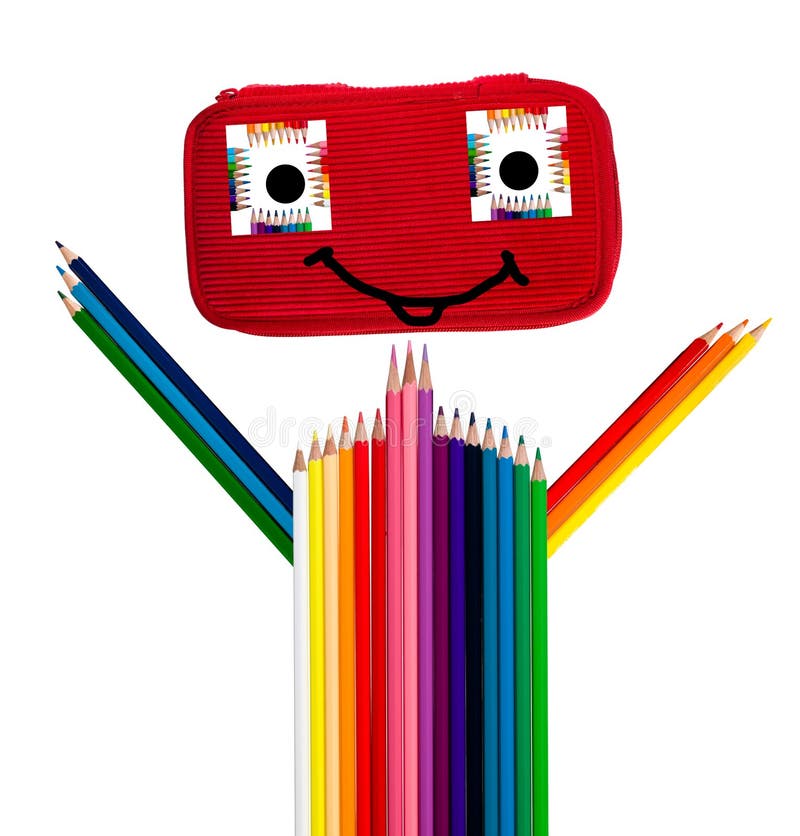 Guy made of crayons and other school supplies