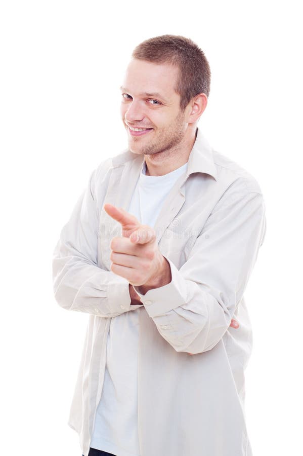Guy pointing his finger stock image. Image of single - 23501933
