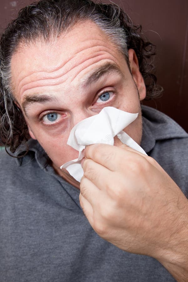 Guy with a runny nose stock image. Image of medical, isolated 32067807
