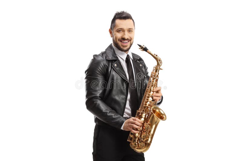 Guy with a Saxophone Smiling at the Camera Stock Photo Image of smile