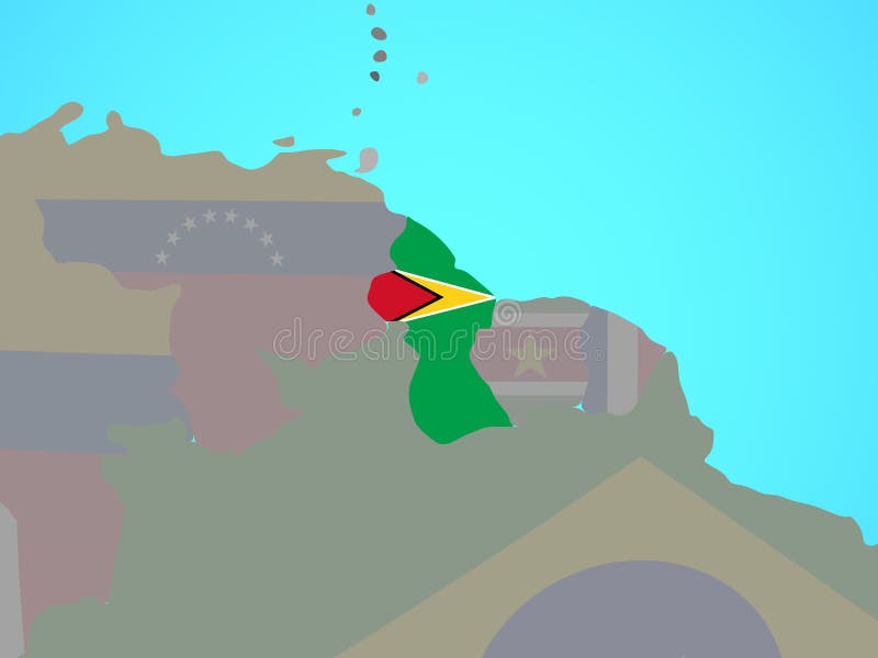 Guyana med flaggan på översikt stock illustrationer Guyana med flaggan på översikt stock illustrationer