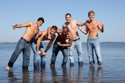 Guys at the beach stock image. Image of party, muscular - 9139255