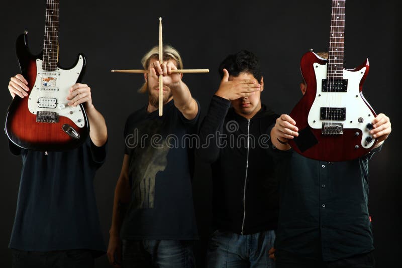 Guys Posing with Electric Guitars Stock Image Image of guitar