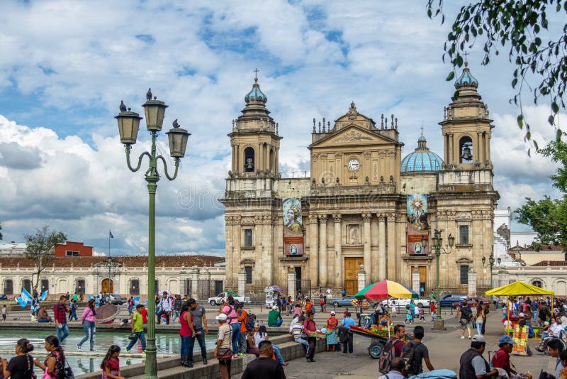 GUATEMALA CITY, GUATEMALA - Sep 2, 2016: Guatemala City Metropolitan Cathedral at Plaza de la Constitucion Constitution Square Guatemala City, Guatemala. GUATEMALA CITY, GUATEMALA - Sep 2, 2016: Guatemala City Metropolitan Cathedral at Plaza de la Constitucion Constitution Square Guatemala City, Guatemala