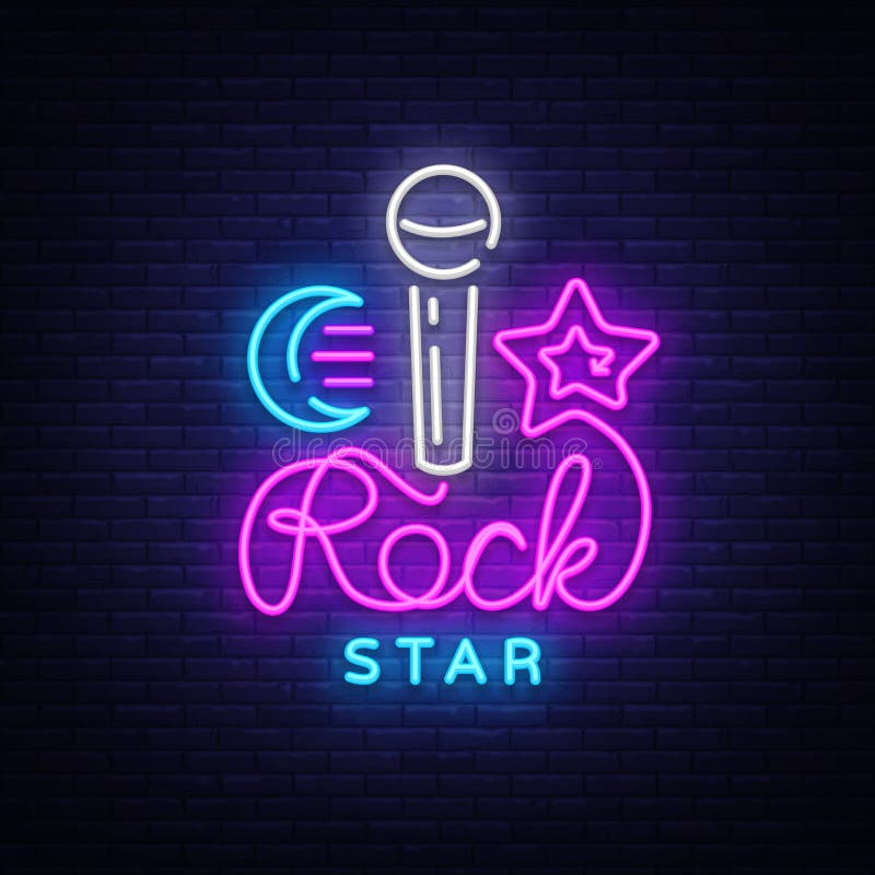 Gwiazda Rocka Neonowego znaka wektor Gwiazda Rocka loga projekta wektorowy szablon, życie nocne, muzyka na żywo, karaoke, lekki s ilustracji Gwiazda Rocka Neonowego znaka wektor Gwiazda Rocka loga projekta wektorowy szablon, życie nocne, muzyka na żywo, karaoke, lekki s ilustracji