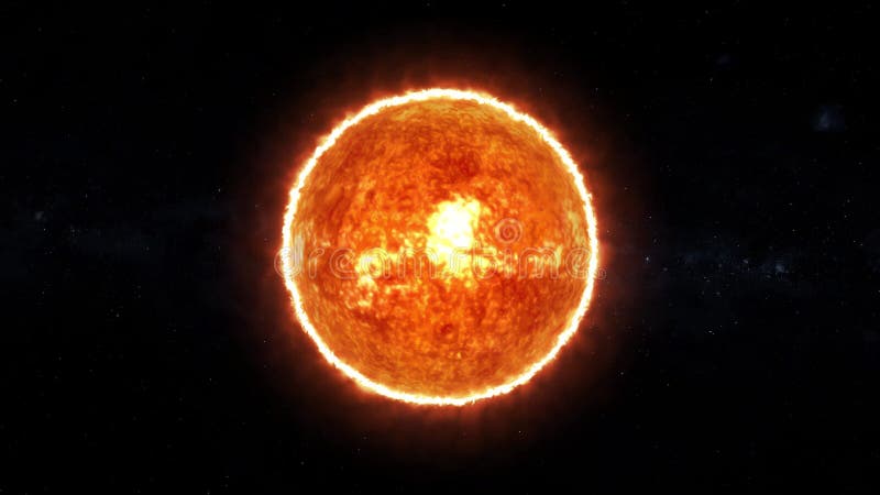 Gwiazda un w przestrzeni. bliski widok ciepłej powierzchni i ognistej krawędzi atmosfery słonecznej.