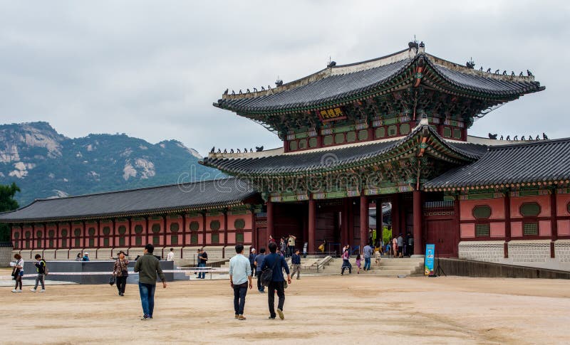 Gyeongbokgung slott, Seoul royaltyfri fotografi Gyeongbokgung slott, Seoul royaltyfri fotografi