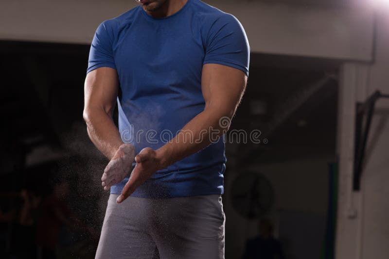 Gym Chalk Magnesium Carbonate Hands Clapping Man Stock Photo Image of