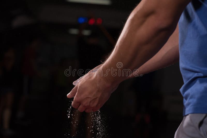 Gym Chalk Magnesium Carbonate Hands Clapping Man Stock Image Image of