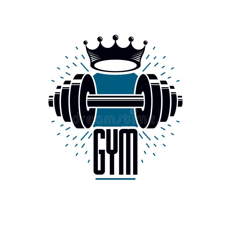 Gym And Fitness Logo Template Retro Style Vector Emblem With B Stock