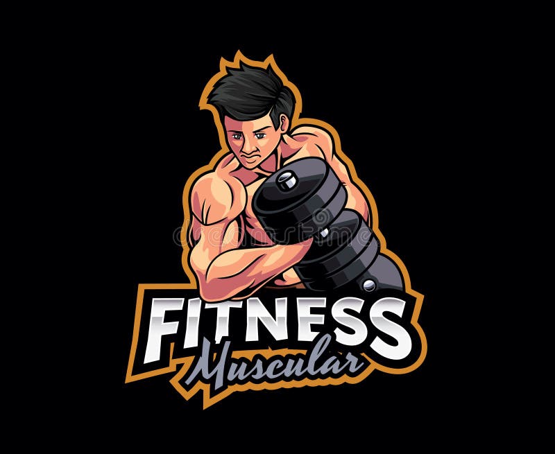 Gym and Fitness Mascot Logo Design Stock Illustration - Illustration of ...