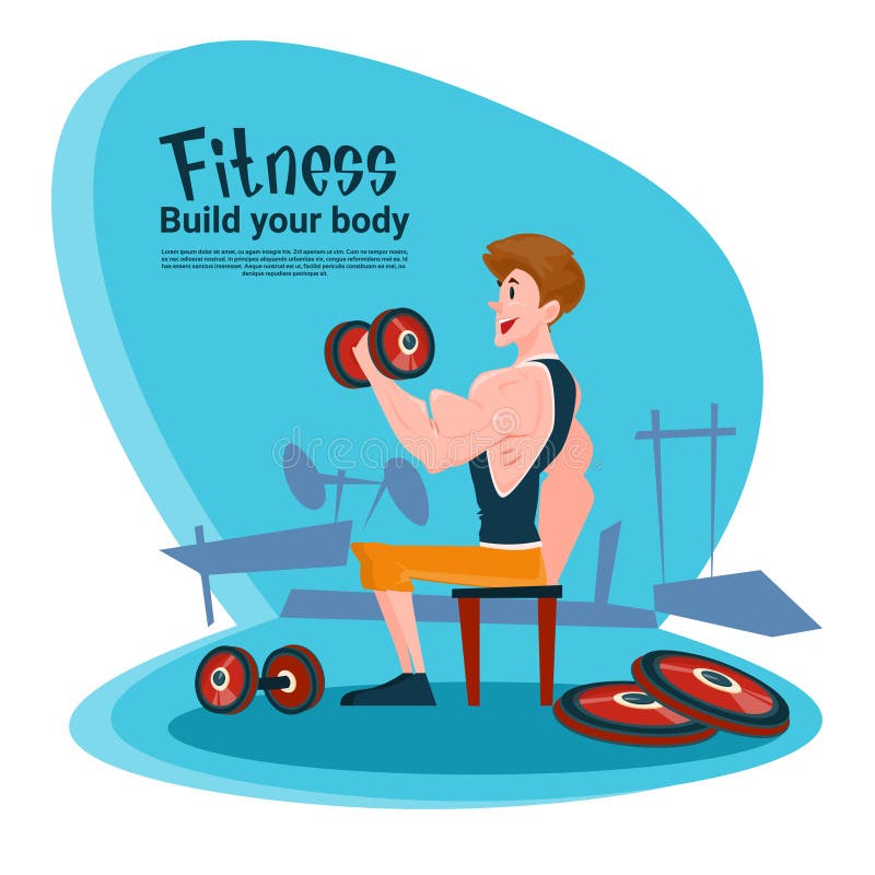 Gymnase de séance d'entraînement d'exercice de Barbell d'homme de forme physique de sport illustration stock Gymnase de séance d'entraînement d'exercice de Barbell d'homme de forme physique de sport illustration stock