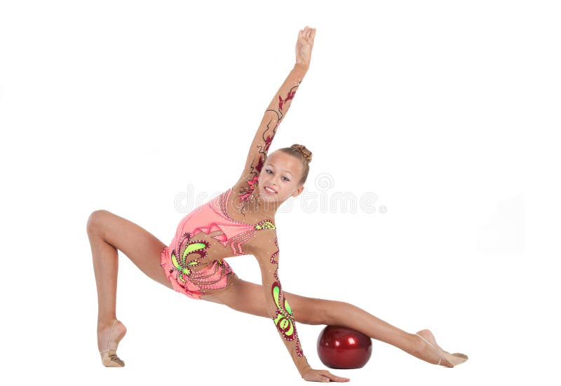 Gymnast performs an exercise with a ball