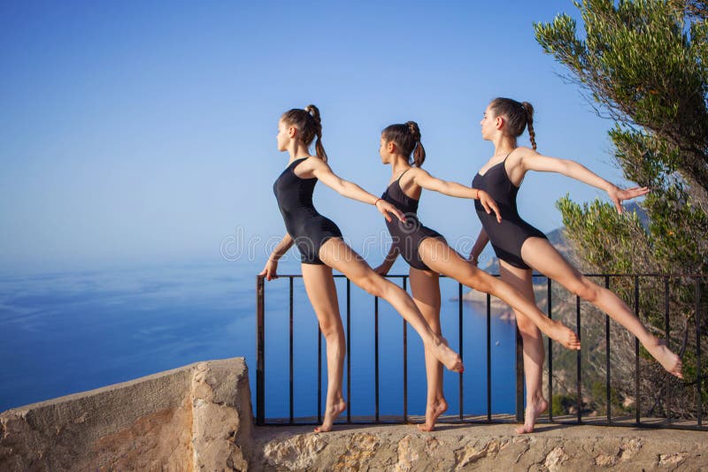 Gymnastic or ballet dance pose royalty free stock photo