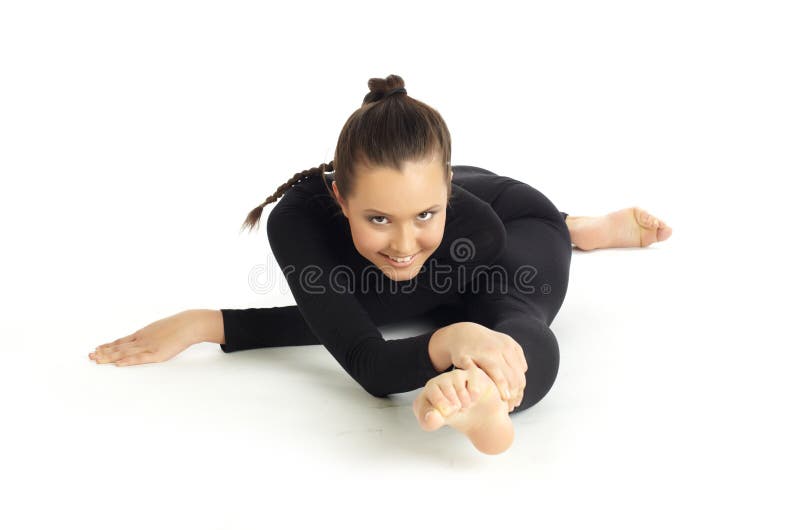 Gymnastic posing on white