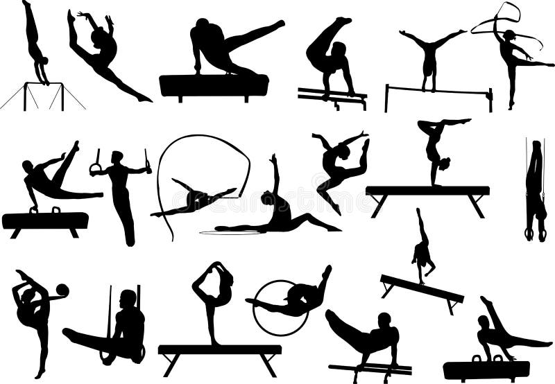 Silhouette Gymnastics Stock Illustrations – 13,289 Silhouette