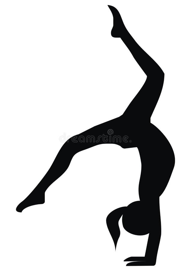Gymnastiska övningar, ögla, svart kontur av flickan, vektorsymbol