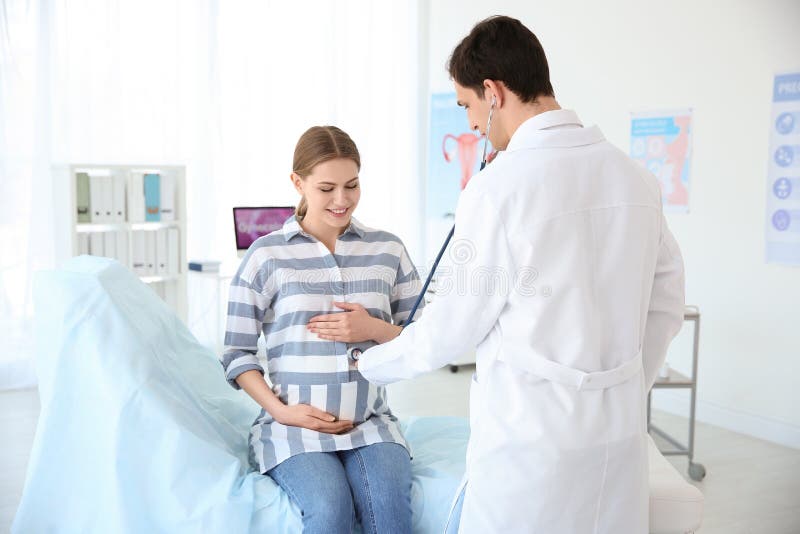 Gynecology Consultation Pregnant Woman With Her Doctor Stock Image 