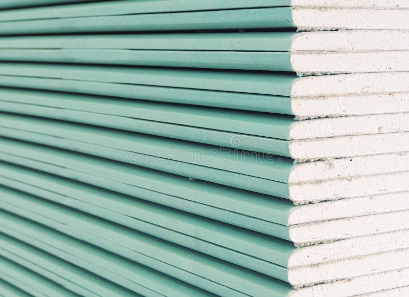 Gypsum Plasterboard in the Pack. Stock Image Image of building, plant