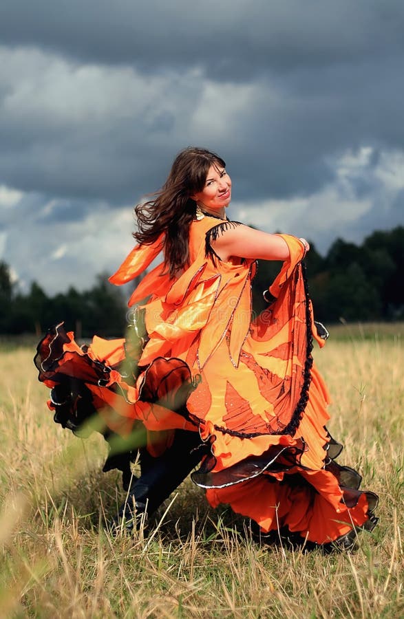 Gypsy Girl with a Bay Horse Stock Photo - Image of ethnic, colorful ...