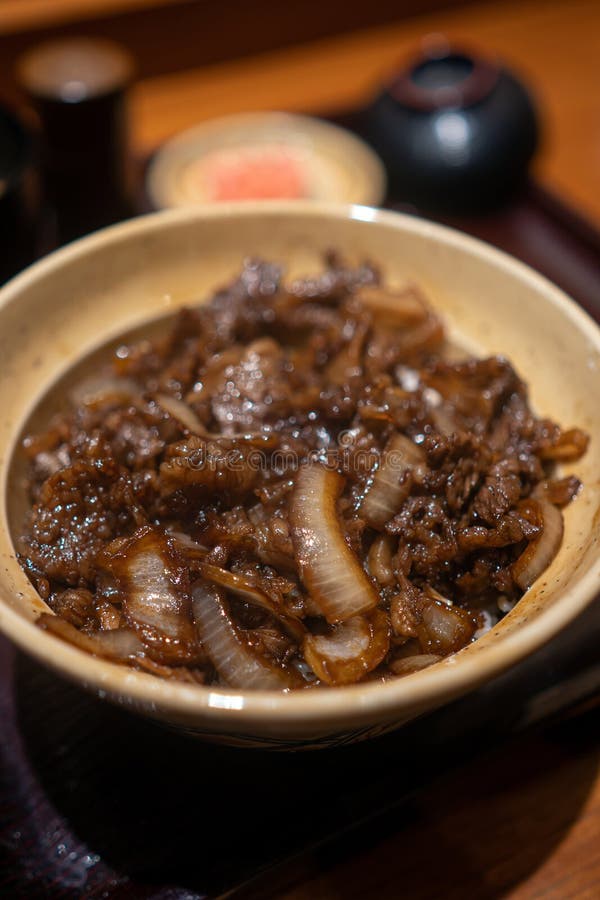 Gyudon, a Japanese Beef on Rice Bowl Stock Photo - Image of isolated ...