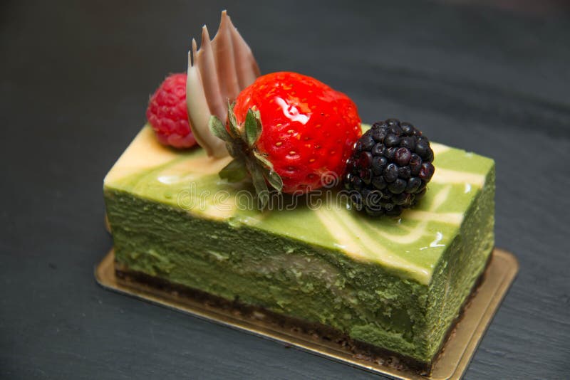 Gâteau au fromage de thé vert photo libre de droits Gâteau au fromage de thé vert photo libre de droits