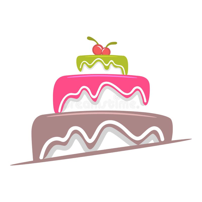 Gâteau avec le logo de lustre et de cerises illustration libre de droits Gâteau avec le logo de lustre et de cerises illustration libre de droits