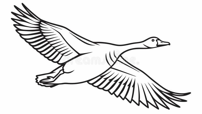 Gänse oder Schwäne Flying Wildlife Bird Migration Vector Line Art Icon Vektor Design Generative AI. Eine saubere Linie Kunst Vektorgrafik einer Gans oder Schwans im Flug. Dieser anmutige Vogel symbolisiert Migrationsfreiheit und Natur. Ideal für Umweltthemen von Wildlife-Logos oder als einfaches Vogelsymbol für verschiedene Designanwendungen. elegant. Vektordesign Generative KI