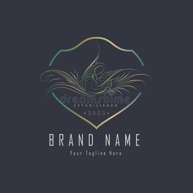 Gänseschwan-Umriss luxuriöses Monogramm-Beauty-Logo-Template-Design für Marke oder Unternehmen stock abbildung