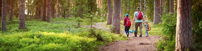 Gående campa för fader och för pojkar med tältet i natur arkivfoto Gående campa för fader och för pojkar med tältet i natur arkivfoto