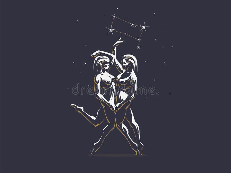 Gemini. Two girls are twins. Vector illustration. Gemini. Two girls are twins. Vector illustration.