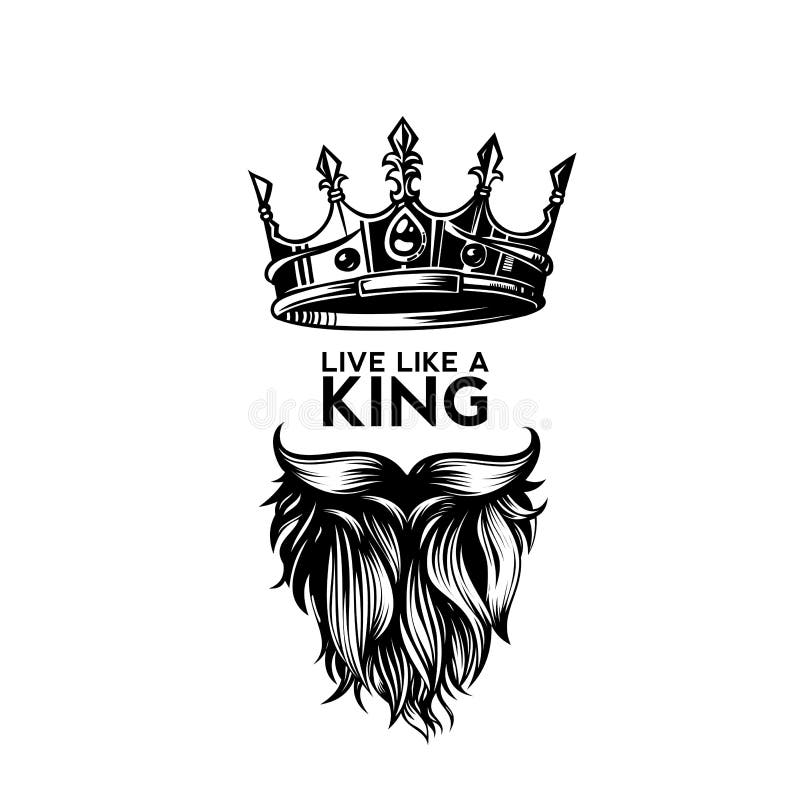 Göra till kung illustrationen för den krona-, mustasch- och skägglogovektorn