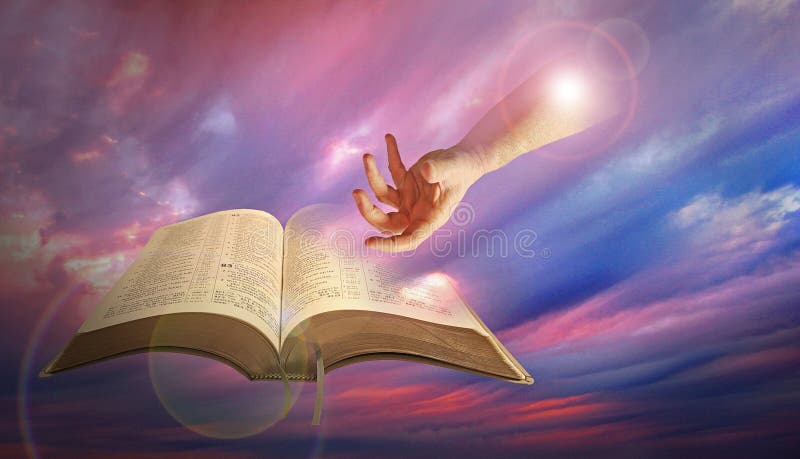 Göttliche Hand des Gottes mit Bibel