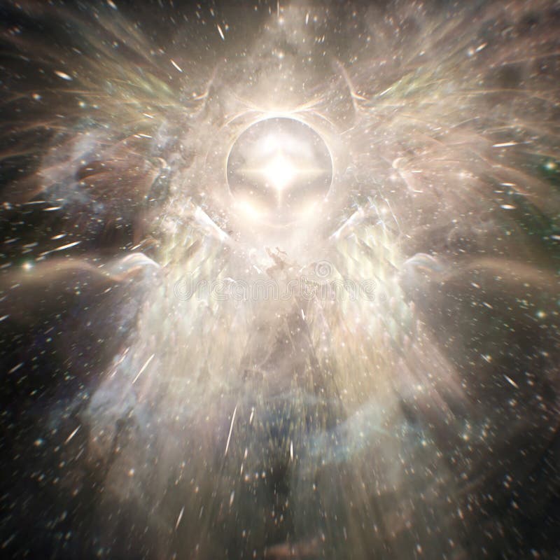 Göttliches kosmisches transdimensional, das Licht und Rochen ausstößt stock abbildung