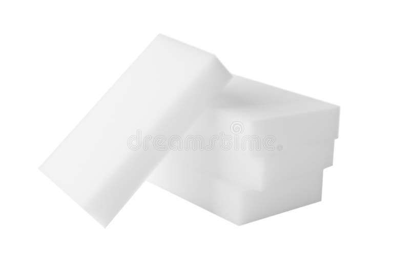 Melamine sponges isolated on white background. The concept of house cleaning and surfaces cleaning. Melamine sponges isolated on white background. The concept of house cleaning and surfaces cleaning