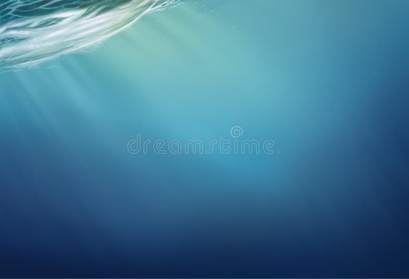 Depth ocean background realistic illustration. Atmospheric landscape of the sea horizon on a hollow day. The sun`s rays make thei. Depth ocean background realistic illustration. Atmospheric landscape of the sea horizon on a hollow day. The sun`s rays make thei