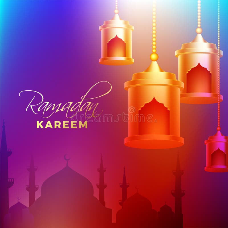 Islamischer Heiliger Monat Des Fastens, Ramadan Mubarak-Netzfahnenentwurf Stock Abbildung 