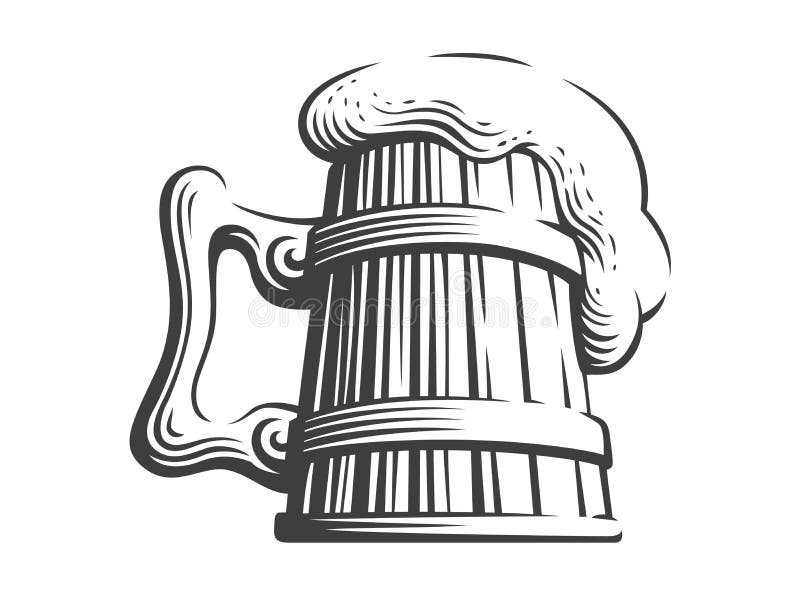 Holzerner Bierkrug Vector Illustration Auf Weissem Hintergrund Vektor Abbildung Illustration Von Hintergrund Bierkrug