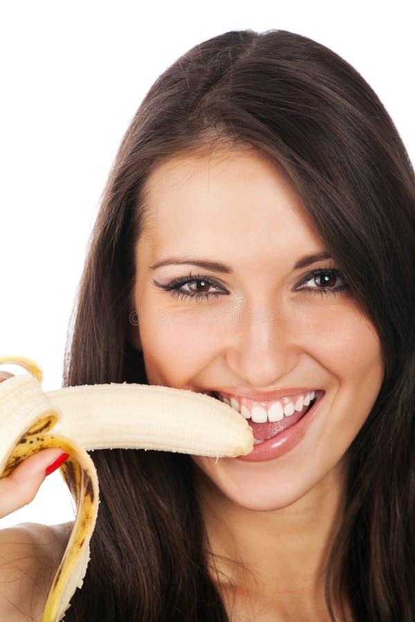 Sexy Frau, die Banane isst stockfoto. Bild von profil - 57746708
