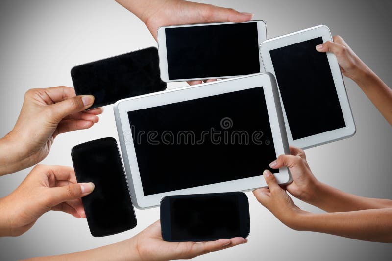 Laptop, Und Handy Lokalisiert Stockfoto Bild von