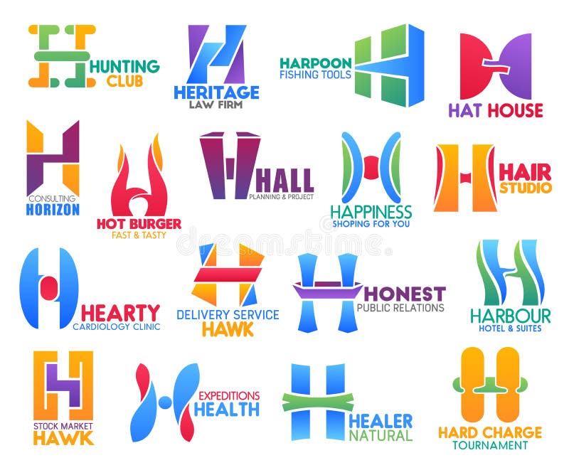 H Letter Corporate Identity, Business Icons Stock Vector - Illustration ...