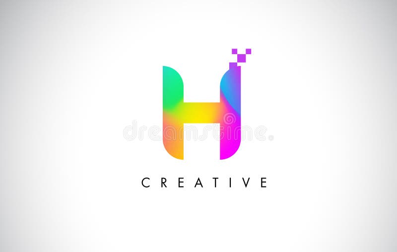 H Logo Letter Design Vetora colorido Inclinação criativo do arco-íris ilustração royalty free H Logo Letter Design Vetora colorido Inclinação criativo do arco-íris ilustração royalty free
